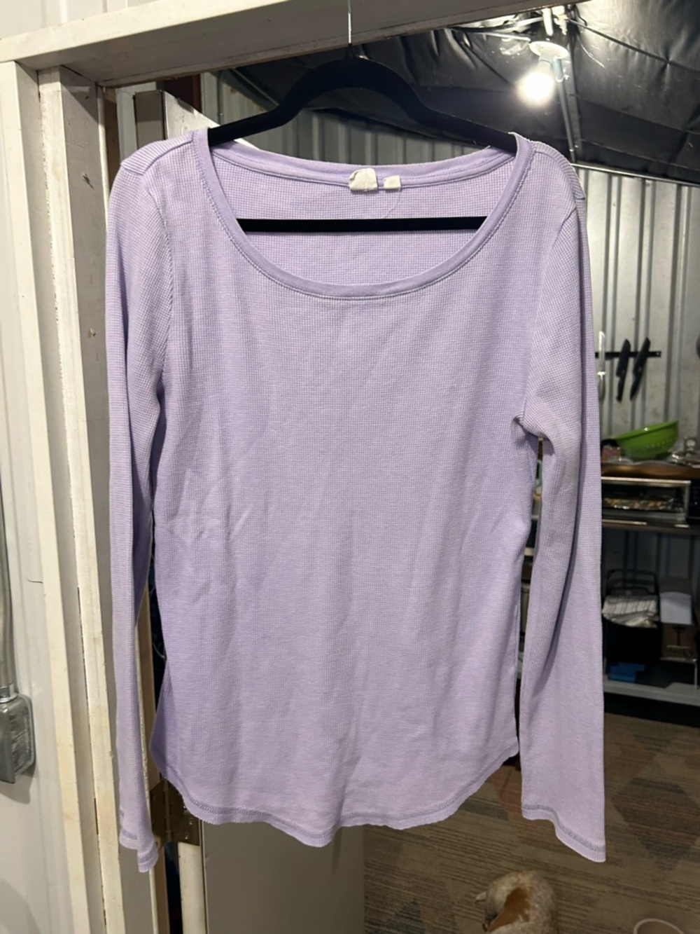 GAP Light Lavender Long Sleeve Scoop Neck Waffle Tee